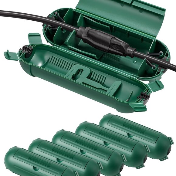 NIB 6 pack outdoor large extension cord waterproof latching covers Green - Picture 1 of 7